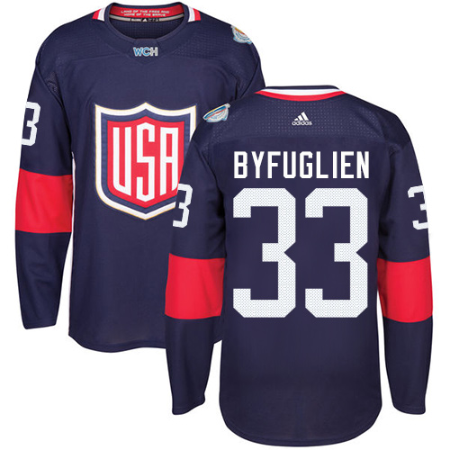 Kinder Team USA #33 Dustin Byfuglien Authentic Navy Blau Auswärts 2016 World Cup Hockey